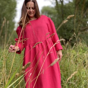 Lininė suknelė - Rožinė